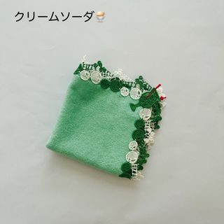 新品 近沢レース シーズンタオルハンカチ/クリームソーダ（グリーン）(ハンカチ)
