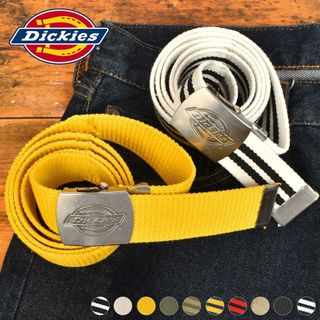 ディッキーズ(Dickies)のベルト DICKIES ディッキーズ メンズ ガチャベルト 大きいサイズ 穴なし 丈夫 ロゴ ボーダー おしゃれ カジュアル シンプル ブラック ホワイト レッド ベージュ イエロー グリーン GIベルト レディース ア(ベルト)