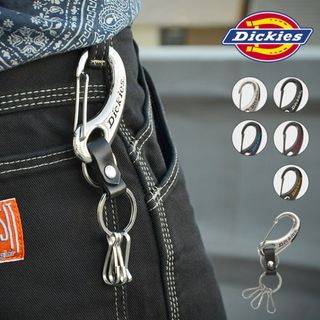 ディッキーズ(Dickies)のカラビナ キーホルダー dickies ディッキーズ おしゃれ ブランド キーリング キーフック 小物 鍵 ブラック 黒 シルバー レザー 革 メンズ レディース メタル 雑貨 キー 誕生日 ギフト プレゼント おしゃれ(キーホルダー)