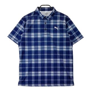 サイズ：L PUMA GOLF プーマゴルフ  半袖ポロシャツ チェック柄 ネイビー系 [240101493175] ゴルフウェア メンズ ストスト(ウエア)