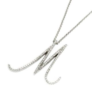 Ponte Vecchio ポンテヴェキオ K18WG ホワイトゴールド イニシャル ダイヤ M ネックレス ダイヤモンド0.46ct 10.5g 50cm レディース【中古】【美品】