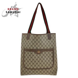 グッチ(GUCCI)のGUCCI グッチ ヴィンテージ オールドグッチ シェリーライン 男女兼用 ベージュ マルチカラー ゴールド金具 GGスプリームキャンバス 002 58 6487 トートバッグ ショルダーバッグ レディース 504627 【中古】(トートバッグ)