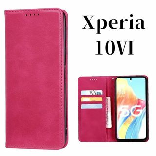 Xperia 10Ⅵ 手帳型 スリム 高品質 ケース カバー ローズレッド(Androidケース)