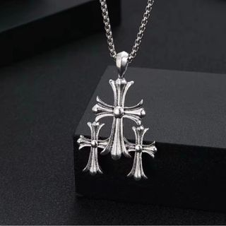 未使用 ノーブランド品　 ヴィンテージ　ネックレス　クロス 　クロム(ネックレス)