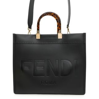 フェンディ(FENDI)のフェンディ トートバッグ サンシャイン ミディアム カーフレザー 8BH386 FENDI 2wayショルダーバッグ 黒(トートバッグ)