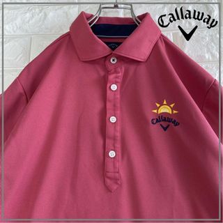 キャロウェイ(Callaway)のCallaway 鮮やか 刺繍ロゴ ピンク ポロシャツ 半袖　L 4150(ポロシャツ)