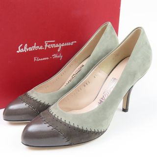 サルヴァトーレフェラガモ(Salvatore Ferragamo)の未使用品 Salvatore Ferragamo サルヴァトーレフェラガモ 靴 シューズ ヒール 4 1/2 22cm パンプス レザー グレー レディース【中古】(ハイヒール/パンプス)