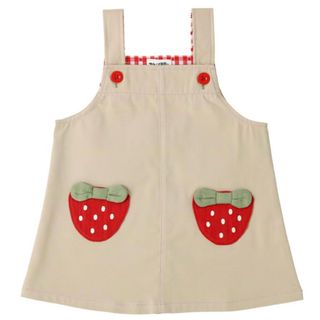 フルーツ天国♡いちごジャンパースカート　ベージュ　サイズ90