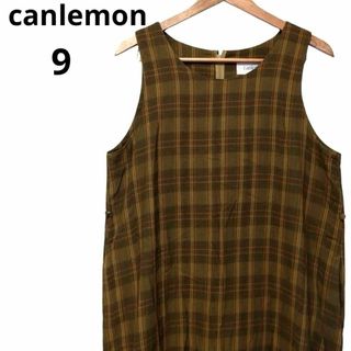 canlemon キャンレモン 昭和レトロ チェック柄 ワンピース ノースリーブ(ロングワンピース/マキシワンピース)