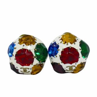 シャネル(CHANEL)の本物 シャネル CHANEL ココマーク マルチカラーストーン イヤリング GP ゴールド メッキ Coco Mark アクセサリー ジュエリー 中古・(イヤリング)