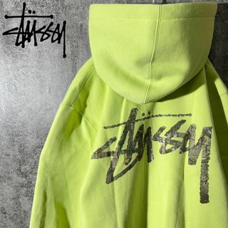 [大人気]　ステューシー　ジップパーカー　プリント◎　ストックロゴ　リアルツリー