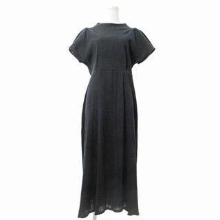 アンタイトル(UNTITLED)のアンタイトル 美品 近年 楊柳ジャージワンピース 半袖 ロング丈 2 黒(ロングワンピース/マキシワンピース)