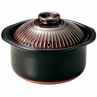 【在庫セール】萬古焼　銀峯陶器　菊花　ごはん土鍋 (飴釉, ２合炊き)(調理道具/製菓道具)