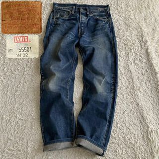 リーバイスビンテージクロージング(LEVI'S VINTAGE CLOTHING)の50s復刻/W32 リーバイス 501XX 55501 bigE 赤耳 鬼ヒゲ(デニム/ジーンズ)