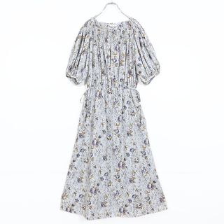インゲボルグ(INGEBORG)の【美品】ピンクハウス★大人上品‼レイヤードフラワー ブルーベリープリント ワンピース　ブルーグレー系＊z14497(ロングワンピース/マキシワンピース)