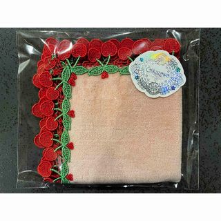 近沢レース　シーズンタオルハンカチ　さくらんぼ　ピンク　ピーチ(ハンカチ)