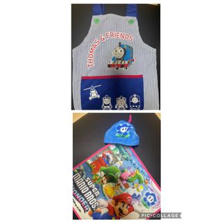 子供　エプロン　手拭きタオル　保育園セット(お食事エプロン)