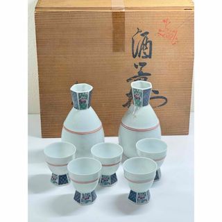 【有田焼】赤峰造 酒器セット 徳利2点・お猪口5点 共箱 和食器 日本酒器(食器)