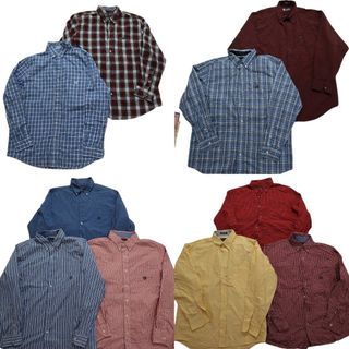 古着卸 まとめ売り チャップス CHAPS 長袖シャツ 10枚セット (メンズ L ) マドラス チェック 無地 ストライプ 中古 古着 NB4296(シャツ)