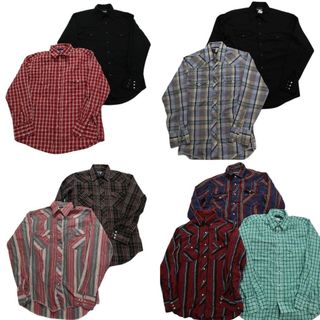 古着卸 まとめ売り ラングラーWrangler ウエスタン 長袖シャツ 9枚セット (メンズ M ) チェック ストライプ 無地 マドラス 中古古着 NB4288(シャツ)