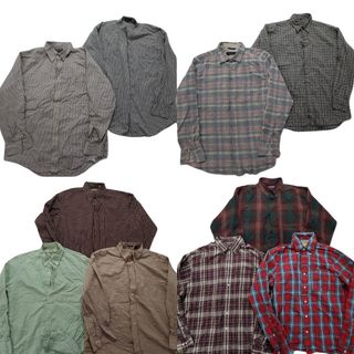古着卸 まとめ売り チェック柄 長袖シャツ 10枚セット (メンズ L /XL ) マドラス オンブレ ボタンダウン 中古 古着 NB4305(シャツ)