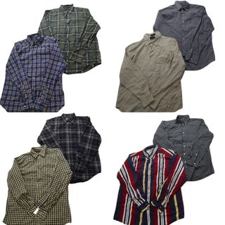 古着卸 まとめ売り ノーティカ NAUTICA 長袖シャツ 8枚セット (メンズ M ) マルチカラー チェック ストライプ ロゴ 中古 古着 NB4332(シャツ)