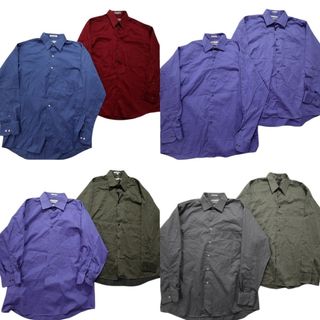 古着卸 まとめ売り サテン 長袖シャツ 8枚セット (メンズ L /XL ) グレー 緑 カーキ 紫 赤 ブルー 中古 古着 NB4358(シャツ)