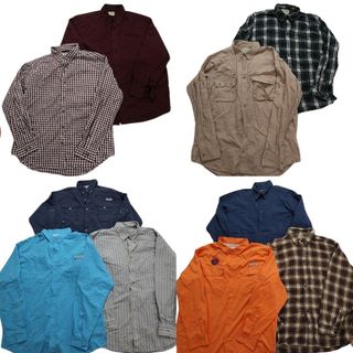 古着卸 まとめ売り アウトドアブランドMIX 長袖シャツ 10枚セット (メンズ XL ) エルエルビーン エディーバウアー   古着 NB4371(シャツ)
