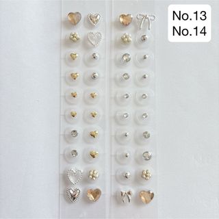 【No.13、14】耳ツボジュエリー　ハート　リボン　シルバー　ゴールド　
