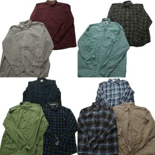 古着卸 まとめ売り アウトドアブランドMIX 長袖シャツ 10枚セット (メンズ XL ) ノースフェイス エルエルビーン ウールリッチ 古着 NB4388(シャツ)