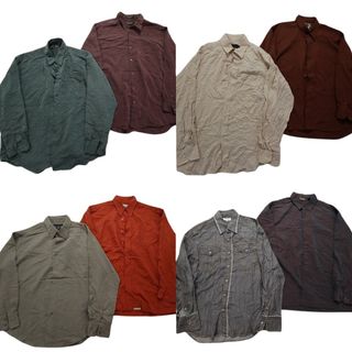 古着卸 まとめ売り レーヨン 長袖シャツ 8枚セット (メンズ XL ) ダブルフラップ オレンジ カーキ 緑 茶色 中古 古着 NB4406(シャツ)