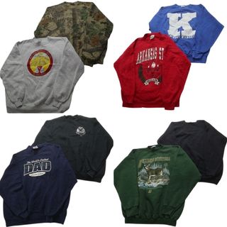 古着卸 まとめ売り USA製 スウェット 8枚セット (メンズ XL /2XL /3XL ) アニマル リアルツリー柄 チームロゴ 中古 古着 NB4440(スウェット)