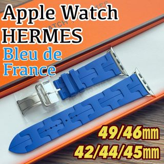 アップル(Apple)の2763 未使用　Apple Watch エルメス　キリム　ブルー　バックル(ラバーベルト)