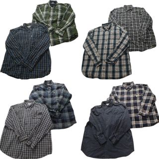 古着卸 まとめ売り カーハート Carhartt 長袖シャツ 8枚セット (メンズ 2XL /3XL ) ワーク ダブルフラップ オンブレ 中古 古着 NB4321(シャツ)