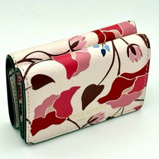 ケイトスペードニューヨーク(kate spade NEW YORK)の【美品】kate spade フラワー 三つ折り財布 ミニ財布 ピンク(財布)