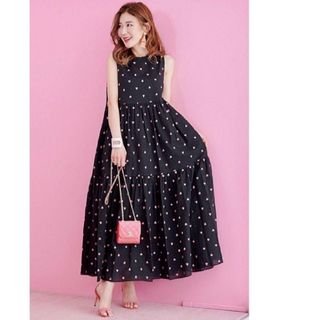 オブリ(OBLI)のオブリ OBL I完売 ハート刺繍ワンピース1サイズ(ロングワンピース/マキシワンピース)