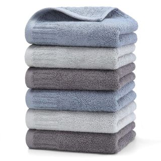HomeFirst ハンドタオル 6枚セット 綿100% 家庭用 業務用 タオル