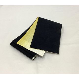 半幅帯/美品/黒×(黄.白)/水玉/合繊/女物/ゆかた/仕立て上がり【ゆずりは】　1085(帯)