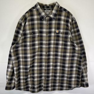 カーハート(carhartt)の古着 カーハート Carhartt 長袖 ワークシャツ チェック柄 ワンポイントロゴ ネルシャツ 大きいサイズ 3XL マルチカラー メンズ(シャツ)