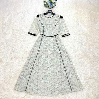 極美品✨️CELFORD フラワーレースプリントワンピース 花柄 ミント 36 S