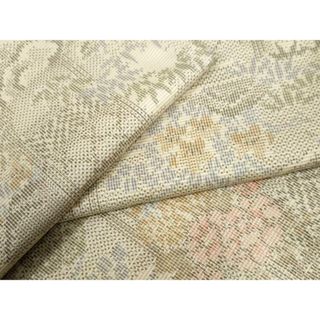 平和屋着物●上質な紬　流水草花文  　正絹　逸品　未使用　CAAU2542yc(着物)