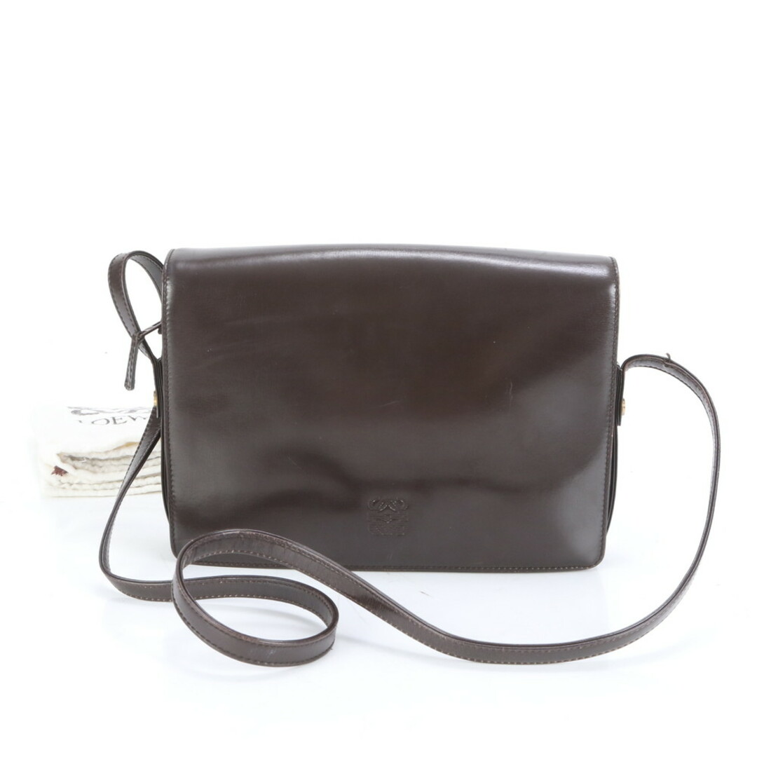 美品‼️ロエベ アナグラムロゴ レザーショルダーバッグ ブラック 黒 本革 LOEWE - 美品 ロエベ アナグラム レザー ショルダーバッグ 斜め