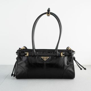 PRADA - プラダ ボニー ミディアム レザー ハンドバッグ ブラック レザー ショルダー