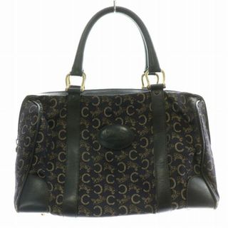 セリーヌ(CELINE)のセリーヌ ヴィンテージ ボストンバッグ ミニ Cマカダム柄 馬車柄 レザー 紺(ボストンバッグ)