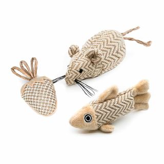 【人気商品】猫のネズミのおもちゃ 天然の麻材料 ネズミと魚と小鳥 フルーツいぐる(猫)