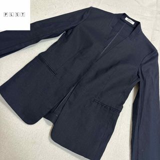 プラステ(PLST)のPLST プラステ　リネンストレッチカラーレスジャケット　Mサイズ(ノーカラージャケット)