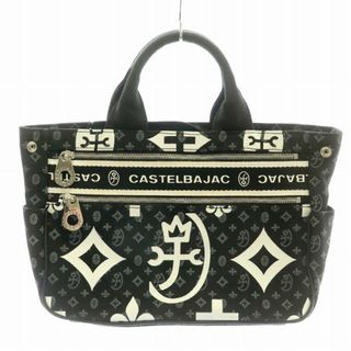 カステルバジャック(CASTELBAJAC)のカステルバジャック ハンドバッグ キャンバス ロゴ 総柄 黒 白 オレンジ 銀(その他)