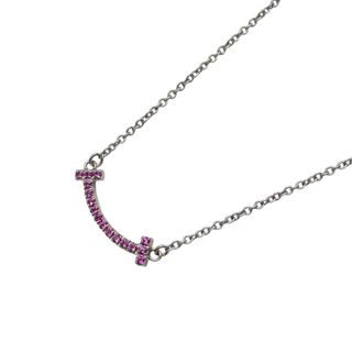 ティファニー(Tiffany & Co.)の　ティファニー TIFFANY＆CO Tスマイルピンクサファイアネックレスミニ シルバー K18WG ジュエリー(ネックレス)