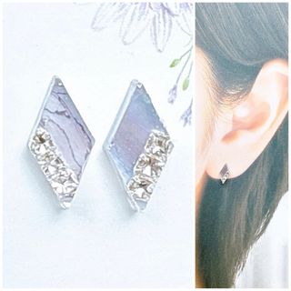 グレイ10mmダイヤ型ピアス/イヤリング(ピアス)