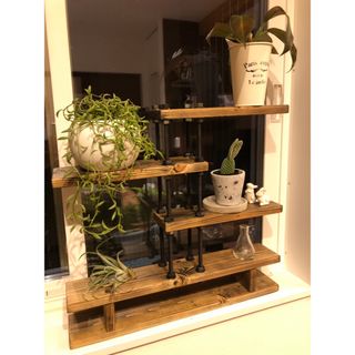 工具不要☆組み立て簡単☆天然木☆植物棚☆プランターラック☆窓枠植物☆観葉植物棚